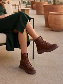 Women Ankle Boots & Booties - Coffee Brown - View 3