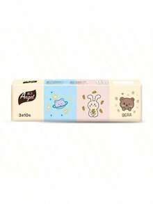7/14/28/70/140Pcs (7pcs/Pack) Cute Cartoon Pocket Tissues, Bear Rabbit Space Cat Printed Mini Disposable Handkerchief Tissues,3‑Ply Original Wood Pulp Portable Tissues For Travel, Bag, Daily Use - Multicolor - View 2