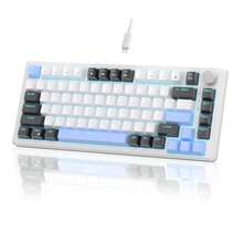 MageGere -STAR75 Mechanical Gaming Keyboard, Knob Control, 75% Compact Blue Backlit Wired Gaming Keyboard, Featuring Tactile Switches, EVA Silent Portable Design, Compatible With Tablets And Windows Systems - White - View 4