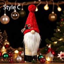 Nordic Style Wine Bottle Cover - Nordic Christmas Wine Bottle Cover, Red/Table Centerpiece Decor, Suitable For Farmhouse Style Holiday Party Decoration, Winter Table Setting - Fits Wine Bottles - View 2