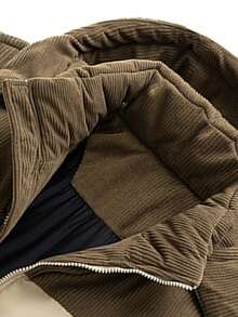 Women's Autumn/Winter Colorblock Thickened Warm Hooded Padded Coat - Khaki - View 5