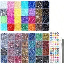 56 Colors Nail Art Rhinestones, 3mm Flat Back Glass Diamonds With - Multicolor - View 5