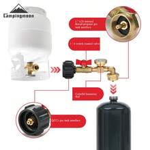 CAMPINGMOON Outdoor Camping Propane Tank Refill Adapter With Ball Valve Pressure Gauge Brass Gas Tank QCC1 Adapter PZ-104 - A - View 5