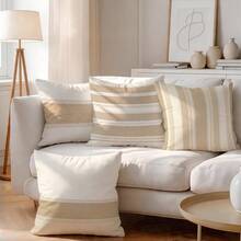 4pcs Farmhouse Style Horizontal & Vertical Striped Minimalist Pattern Pillow Covers, Single-Sided Printed Pillow Covers, Suitable For Living Room, Bedroom, Home Decor, All Season Pillow Covers - Multicolor - View 2