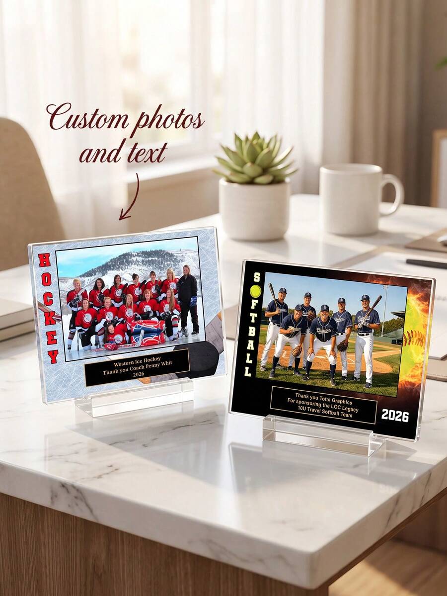 1pc Custom Photo And Text Sports Sponsor Plaque, Gift, Team Awards,Competition Championship Prize Keepsake Gift - Multicolor - View 1