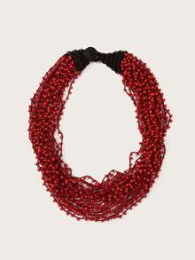 Altistry Handmade Beaded Necklace, Bohemian Style Multilayer Beaded Necklace, Popular In Europe And America - Red - View 2