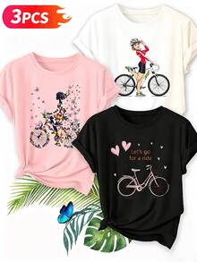 Women T-Shirts - Black (Printed Pattern) Pack Of 1 - View 1