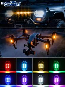 أضواء LED لاسلكية مطورة 6/4/2 قطعة، أضواء زخرفية للسيارة، مع جهاز تحكم عن بعد، أضواء صغيرة 8 ألوان شحن USB أضواء تحذير طوارئ LED مضادة للتصادم للسيارة والدراجة النارية والطائرة بدون طيار والطائرة والدراجة - 6 مصابيح LED - مشاهدة 9