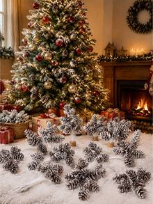 40pcs Christmas Artificial Pine Cone Branch Decoration Fake Plants, Christmas Wreath Home Decor - Multicolor - View 5