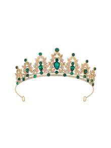 1pc Fashionable Crystal Bridal Crown, Baroque Luxurious Rhinestone Tiara, For Wedding And Party Bridal Dress, Headband, Valentine's Day. - Silver - View 8