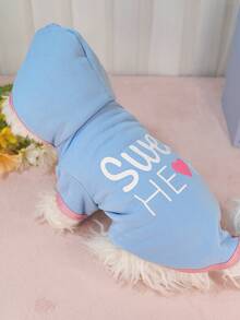Pet Autumn/Winter Hooded Sweatshirt Letter Minimalist Style Cat & Dog Outdoor Wear - Baby Blue - View 8