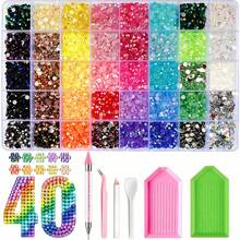 40 Colors Jelly Resin Rhinestone Set, 5.5mm Shiny Decorative Rhinestones DIY Craft Materials, Multi-Color Resin Set, Suitable For DIY Shoes, Water Cup Rhinestone Decoration, Diamond Painting - Multicolor - View 2