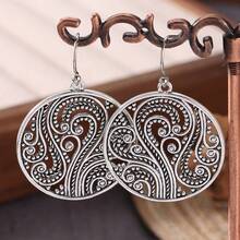 Exquisite Elegant Women's Dangle Earrings, Unique Handmade Twisted Round Hollow Design, Suitable For Casual Wear - Silver - View 3