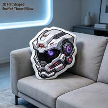 1 PC Futuristic Mecha Helmet Graphic Print 2D Flat Printing Shaped Stuffed Throw Pillow Decorative Cushion Pillow For Gift Bedroom Sofa Room Party Decor - Multicolor - View 3