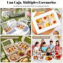 6 cajas de magdalenas con ventana automática, 20 Pcs de cajas de magdalenas de 24x16x7.5cm, cajas de panadería para magdalenas - Ver 7