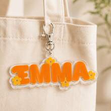 客製化姓名鑰匙圈、客製化字母姓名鑰匙圈、可客製化女性/男性鑰匙圈、可客製化花朵包包吊飾 - 彩色 - 查看 6