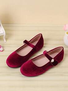 Beautiful Girl Spring/Summer Round Toe Vacation Style Children's Casual Shoes - Burgundy - View 3