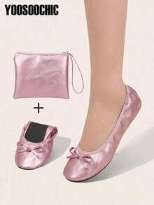 Women's Fashion Casual Soft Comfortable Versatile Indoor Foldable Lightweight Slip-On Dance Shoes - Pearlescent Powder - View 2