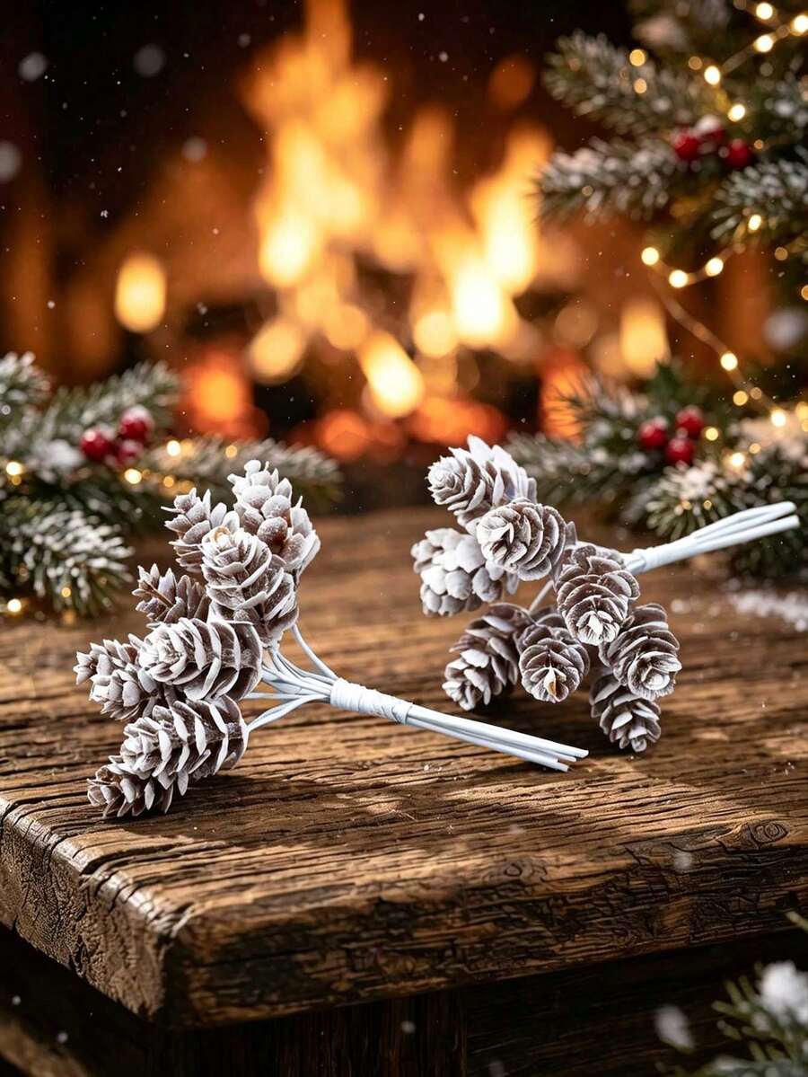 40pcs Christmas Artificial Pine Cone Branch Decoration Fake Plants, Christmas Wreath Home Decor - Multicolor - View 1