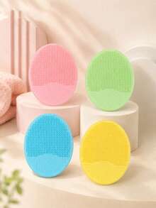 4pcs/2pcs/1pc Small Silicone Facial Cleansing Brush, Baby Shampoo Brush, Blackhead Remover, Soft Round Hair Washing Brush (Random Color) - Multicolor - View 7