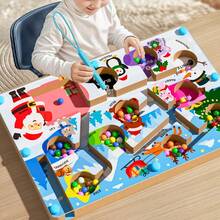 1 Set Children's Magnetic Ball Maze Board Christmas Cartoon Pattern Color Sorting Early Education Intelligence Development Desktop Toy - Multicolor - View 3