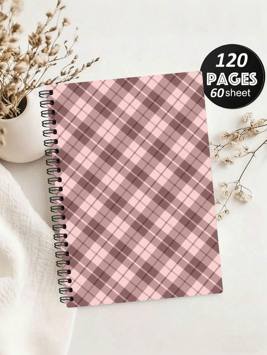 Campus Style Pattern Notebook, Vintage Plaid Cover Student Writing Office Record Diary - Ideal Choice For Back To School Supplies, Learning Supplies - Perfect Gift For Students - Exquisite Storage And Planning Notebook, Very Suitable For Daily Use And Organization. Pattern Randomly Cut - Multicolor - View 1