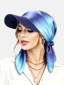 1pc Women's Gradient Color Satin Brim Headscarf Square Bandana Duck Bill Cap Outdoor Sun Protection Headwrap Suitable For Daily Use - Multicolor - View 11