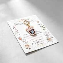 3pcs/5pcs Minimalist Coffee Keychain With Encouraging Pocket Hug Coffee Card, Suitable As Gift For Work Friends, Colleagues, Thank You For Making A Difference - Multicolor - View 5