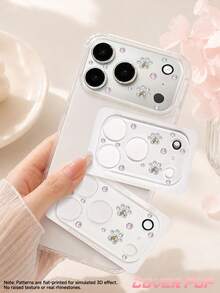 1pc Bling-Effect Paw Print Camera Lens Protector, Compatible With IPhone 18 Pro/18 Pro Max, 17 Pro/17 Pro Max, Tempered Glass Full Coverage Camera Protector, HD Clear, Anti-Scratch, Anti-Fingerprint, Case Friendly - Clear - View 2