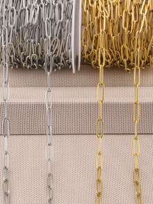1/2m Fashion Solid Color Steel Oval Square Frame Chain For DIY Handmade Jewelry Making Necklace Bracelet Accessories Material - Figaro Chain - View 3