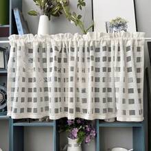 1pc Nordic Minimalist Hollow Grid Sheer Curtain Half Curtain Coffee Curtain Cabinet Curtain, Rod Pocket, Suitable For Storage Cabinet, Open Bookshelf, Partition, Bay Window, Side Window, Kitchen, Dining Room Small Window - Beige - View 7