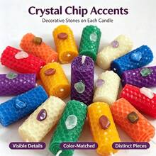 14 buah Lilin Kristal Chakra Gulung Buatan Tangan Kecil Ukuran 1,97x0,79 Inci, Lilin Tekstur Sarang Lebah Berwarna-warni dengan Batu Kristal Tertanam, Set Lilin Mini Portabel Cocok untuk Meja Dalam Ruangan, Dekorasi Liburan, Hadiah untuk Teman - set-A - View 8