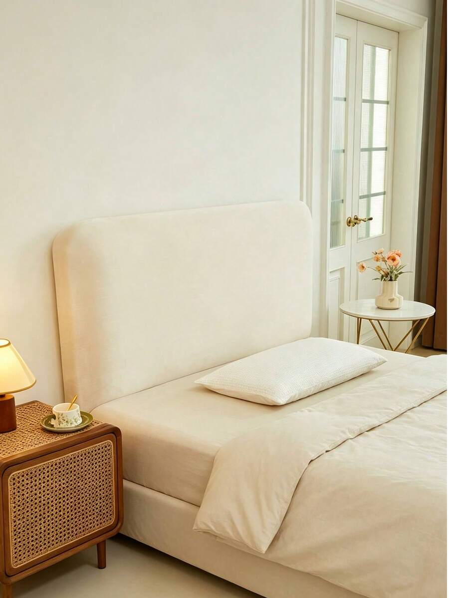 1PC Super Soft (300GSM) Bed Head Cover, High Elasticity Protection Against Pet Dirt And Scratching, Easy Installation, Machine Washable, Suitable For All Seasons And Various Occasions Holiday Decoration - White - View 1