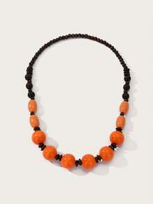 Altistry Handmade Bohemian Style Wooden Bead Long Necklace - Orange - View 2