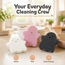 Random Color 3pcs Halloween Cleaning Sponge Set, Double-Sided 3-Layer Composite Scrubbing Sponge For Kitchen Cookware And Dishware, Halloween Gift - Multiple Styles - View 8