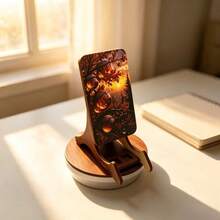 Santa Claus 2D Printed Wooden Phone/Tablet Stand, Adjustable Portable Hands-Free Design, Creative Desktop Ornament, Easy Charging, Christmas Gift For Family And Friends - View 7
