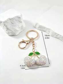 Hot-Selling New DIY Handmade Cute 3D Rhinestone Heart Cherry Keychain, Creative Rhinestone Cherry Car Key & Backpack Pendant, Mother's Day Gift For Girlfriend, Bag Decoration Charm, Holiday Creative Gift, Event Favor, Suitable For Daily Use - Multicolor - View 8