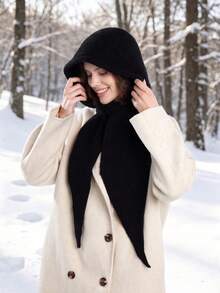 1pc Women's Winter Balaclava Knitted Knitted Neck Warmer Hat, Windproof Ear Cover Hood - Multicolor - View 13