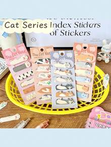 4 Sets/24 Styles Creative Cartoon Cat Index Sticky Notes, Cute Cartoon Desktop Memo Notes, Adhesive Marker Classification Stickers, Used For Marking, Classification, Note-Taking, Etc., Random Styles - one-size - View 5
