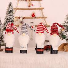 Nordic Style Wine Bottle Cover - Nordic Christmas Wine Bottle Cover, Red/Table Centerpiece Decor, Suitable For Farmhouse Style Holiday Party Decoration, Winter Table Setting - Fits Wine Bottles - View 8