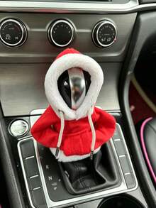 Sarung Tuas Persneling Mobil Motif Hoodie Merah Natal, Pelindung Tuas Persneling Lucu Berbahan Plush, Dekorasi Interior Mobil Personalisasi untuk Liburan - A - View 7