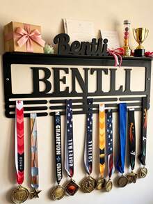 Customized Name Medal Rack, Personalized Sports Medal Display Stand, Wall-Mounted Trophy Hook Storage Rack, Athlete Gift - Multicolor - View 5