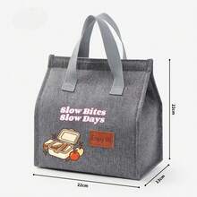 A Minimalist Fashion Lunch Bag With Simple Bento Box Print, Personalized Text Print, Cute Minimalist Pattern Print, Multiple Colors Available, Essential Lunch Insulated Bag For Office Workers, Student Bento Bag. - View 2
