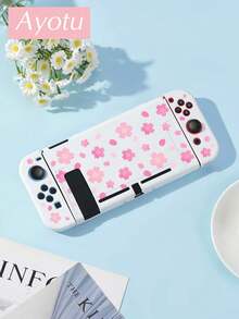 Ayotu Compatible With Switch/Switch OLED/Switch Lite Sakura & Petal Pattern Game Console Shell And Accessories, Package Includes Protective Case, Storage Bag, Dock Shell, Controller Protective Sleeve And Other Multiple Style Accessories To Choose From, Autumn Romance, Back To School Gift/Birthday Gift/Anniversary Gift. - View 21