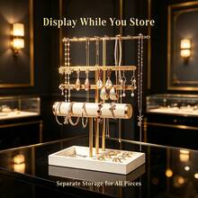 1pc 3-Tier Iron Jewelry Display Stand, Luxury High-End Necklace, Bracelet, Earring Jewelry Display Prop - Multicolor - View 8