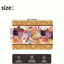 1/4/6pcs Autumn Series Vintage Floral Maple Leaf Border Pattern Printed Placemats, Heat-Resistant Table Mats For Home Kitchen, Table Protection, Kitchen Dining Table, Party Decor - Multicolor - View 6