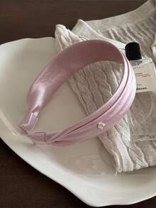 1pc French Satin Wide Headband Women's Fashion Minimalist High Crown Face Wash Headband Versatile Daily Hair Accessory - Multicolor - View 6
