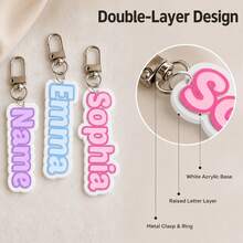 Customized Name Keychain, Personalized Acrylic Keychain, Bag Charm, Customized Key Chain Accessory, Customizable Backpack Tag, Women's Keychain - Multicolor - View 5