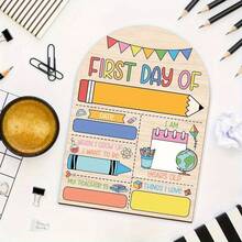 First Day Of School Wooden Sign - Colorful Classroom Decor, Back To School Gift, Teacher Appreciation Gift, Fun Educational Theme, Exclusive For Students And Parents, Suitable For Holidays - 1PC - View 3