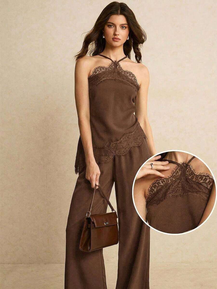 Women Two-Piece Outfits - Brown - View 1